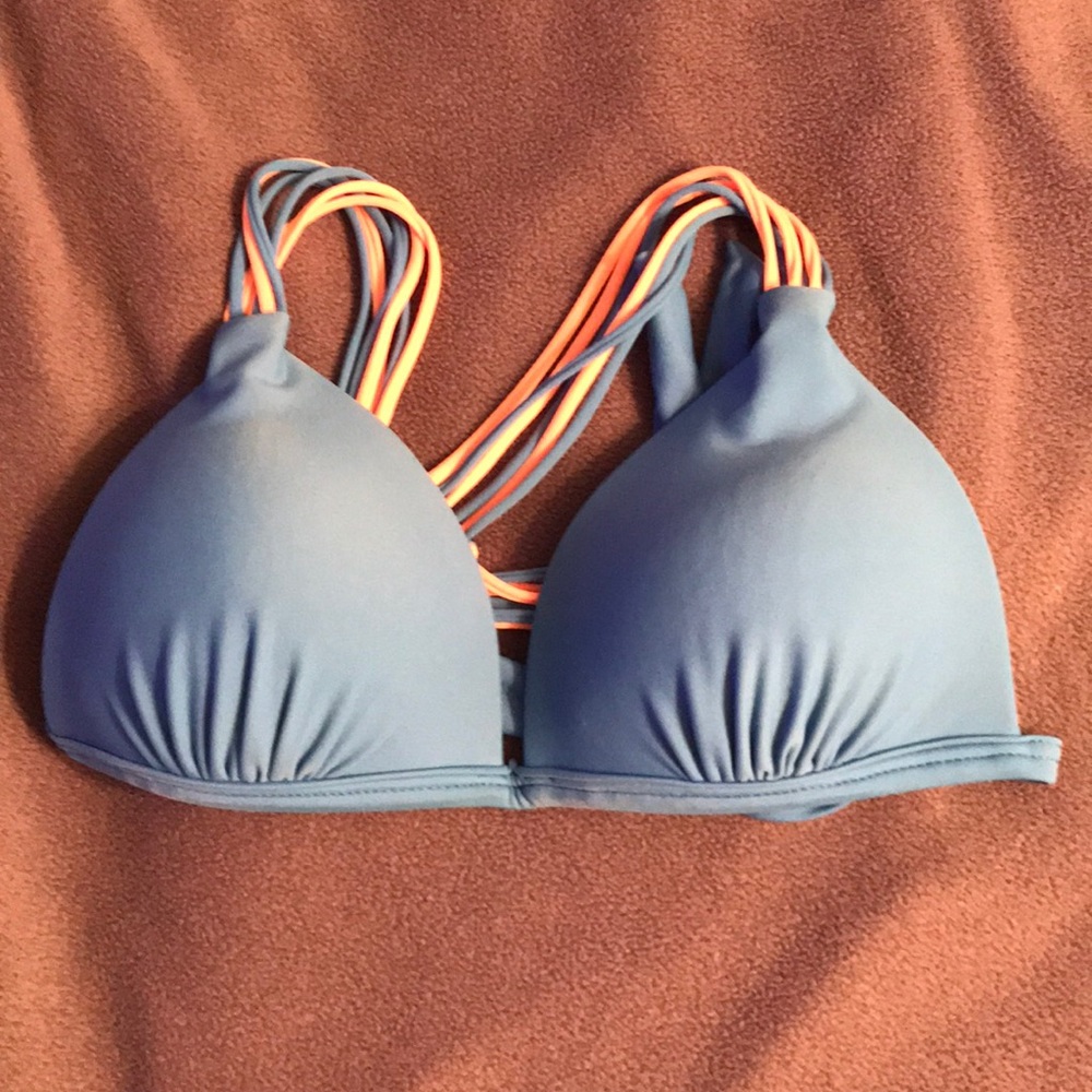 Blue built in bra bikini top